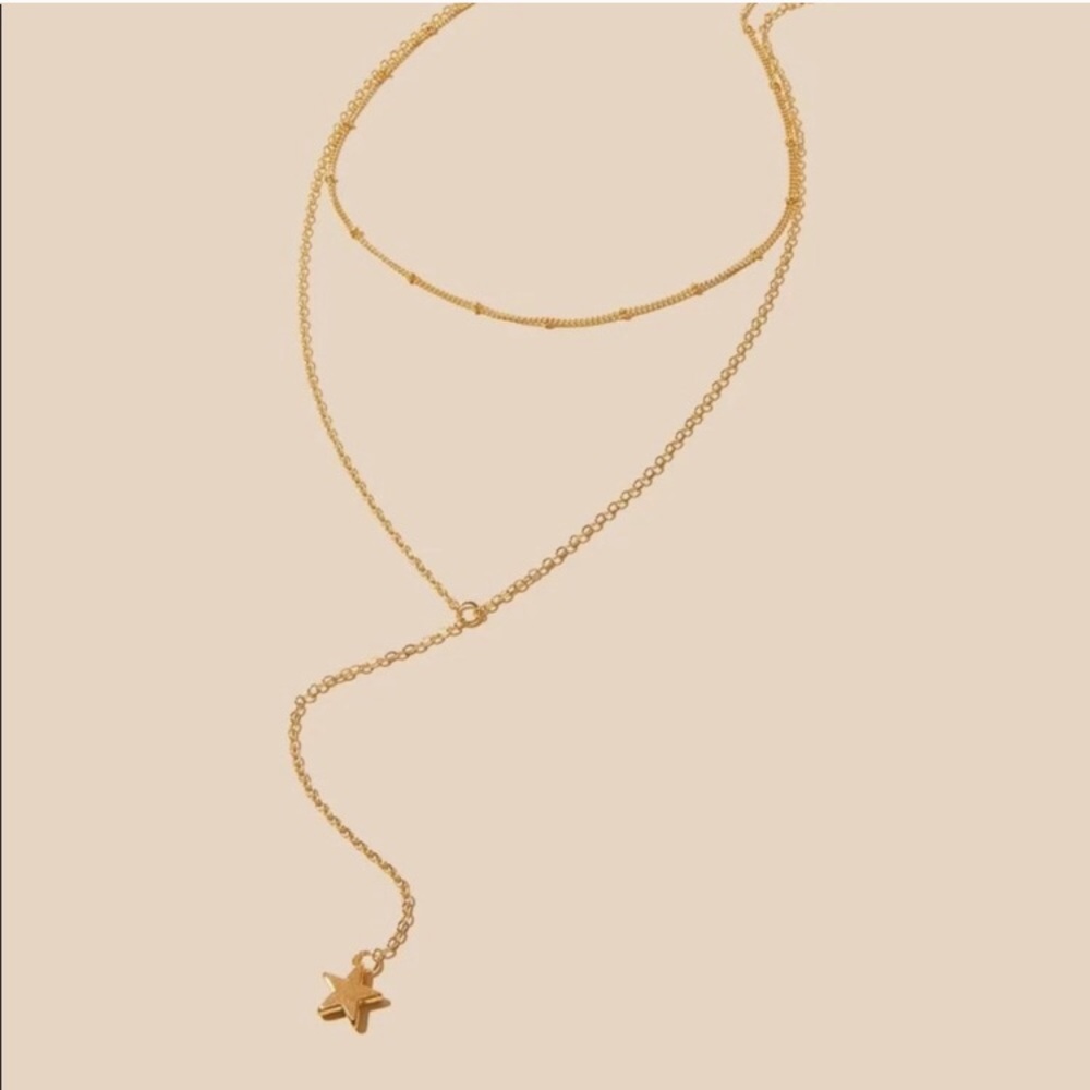⚜️[𝟯/$𝟭𝟴]⚜️2 Layered Gold Star Drop Choker NEW - Picture 4 of 11